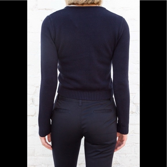 Brandy Melville Argyle Cardigan Sweater Button Front, Preppy Academia black blue - Picture 3 of 7